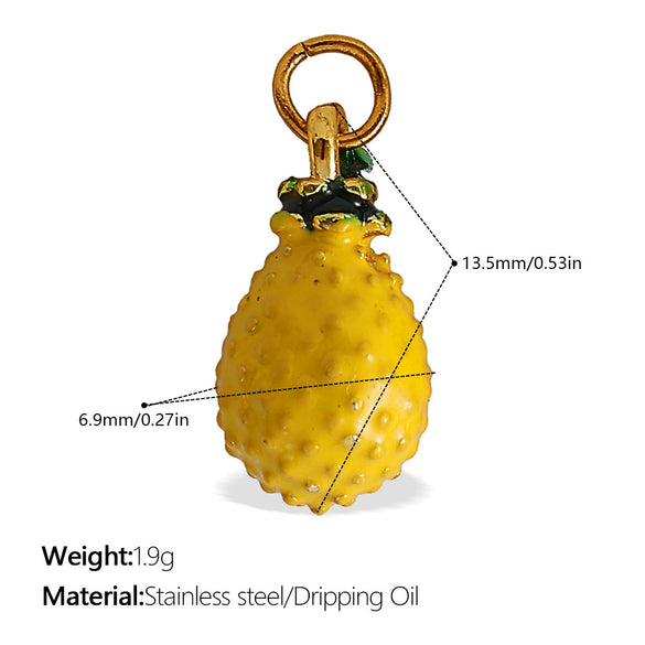 316L Stainless Steel Handmade Fruit Shaped Pendant Jewelry Strawberry Cherry Apple Electroplated Simple Style
