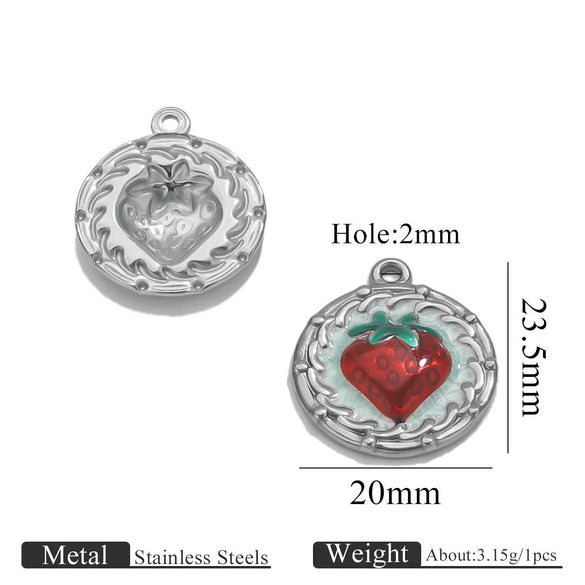 Stainless Steel Handmade Garden Oil Painting Round Wind Pendant Necklace And Bracelet Accessories With Electroplating