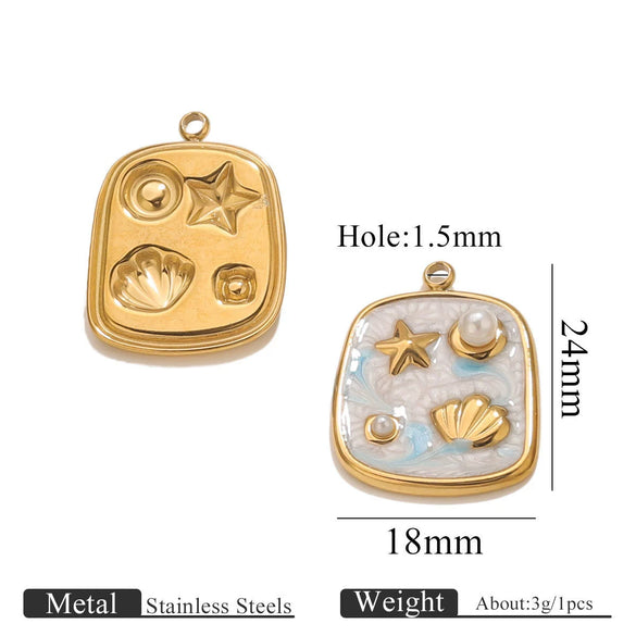 Stainless Steel Handmade Garden Oil Painting Round Wind Pendant Necklace And Bracelet Accessories With Electroplating