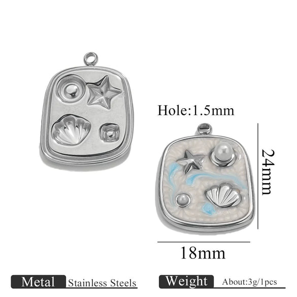 Stainless Steel Handmade Garden Oil Painting Round Wind Pendant Necklace And Bracelet Accessories With Electroplating