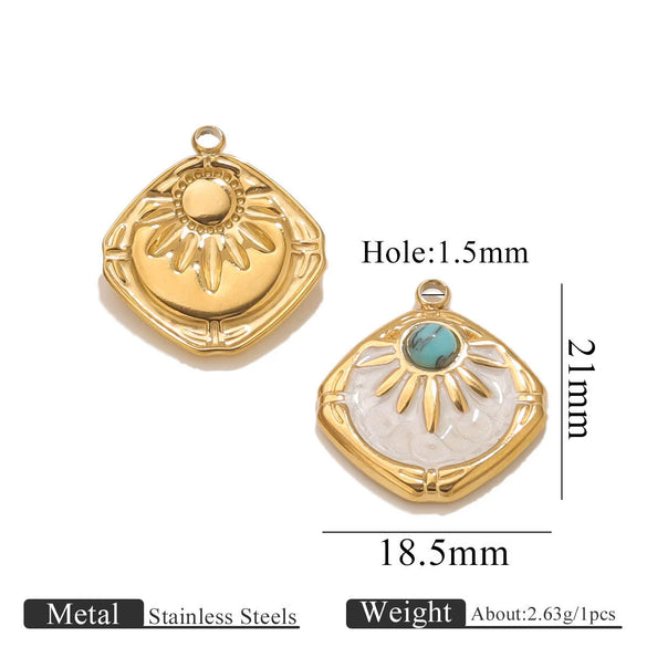 Stainless Steel Handmade Garden Oil Painting Round Wind Pendant Necklace And Bracelet Accessories With Electroplating