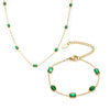 316L Stainless Steel Handmade Inlaid Emerald Zircon Necklace And Bracelet Light Luxury Electroplated For Women