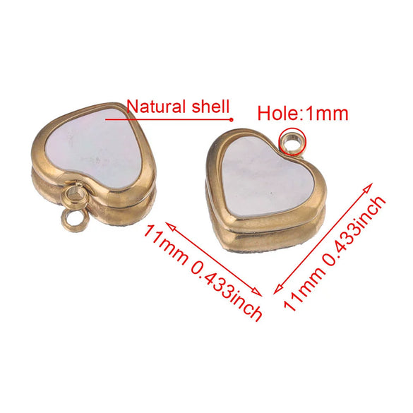 Stainless Steel Handmade Jewelry Accessories Natural Shell Peach Heart Pendant For Necklace And Earrings With Electroplating