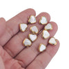 Stainless Steel Handmade Jewelry Accessories Natural Shell Peach Heart Pendant For Necklace And Earrings With Electroplating