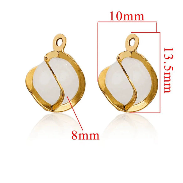 Stainless Steel Handmade Jewelry Accessories With Cat's Eye Stone Twist Flower Pendant And Electroplating Treatment