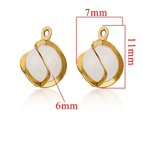 Stainless Steel Handmade Jewelry Accessories With Cat's Eye Stone Twist Flower Pendant And Electroplating Treatment