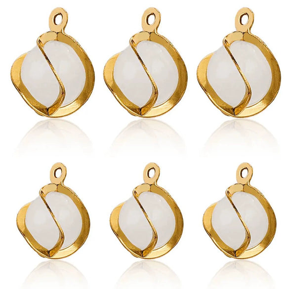 Stainless Steel Handmade Jewelry Accessories With Cat's Eye Stone Twist Flower Pendant And Electroplating Treatment