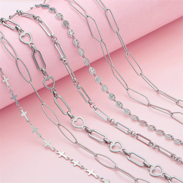 Stainless Steel Handmade Jewelry Accessories With Cross And Beaded Design For Necklace And Bracelet