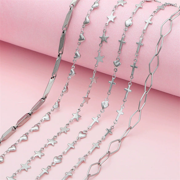 Stainless Steel Handmade Jewelry Accessories With Cross And Beaded Design For Necklace And Bracelet