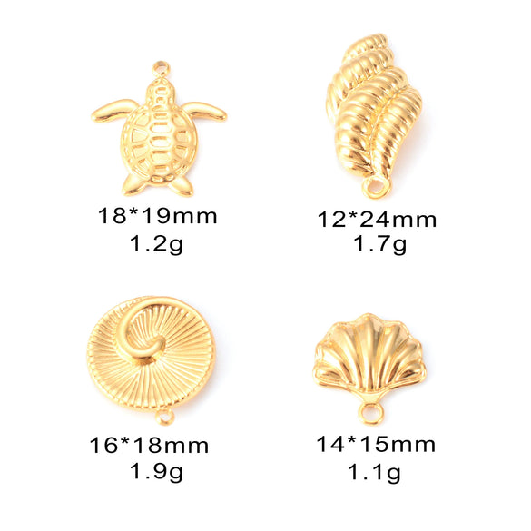 Stainless Steel Handmade Marine Series Turtle Shell Conch Jewelry Necklace Pendant Accessories With Electroplating