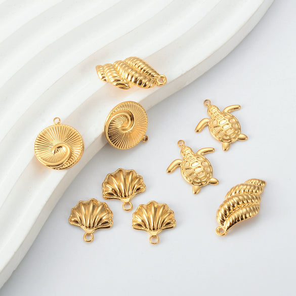 Stainless Steel Handmade Marine Series Turtle Shell Conch Jewelry Necklace Pendant Accessories With Electroplating