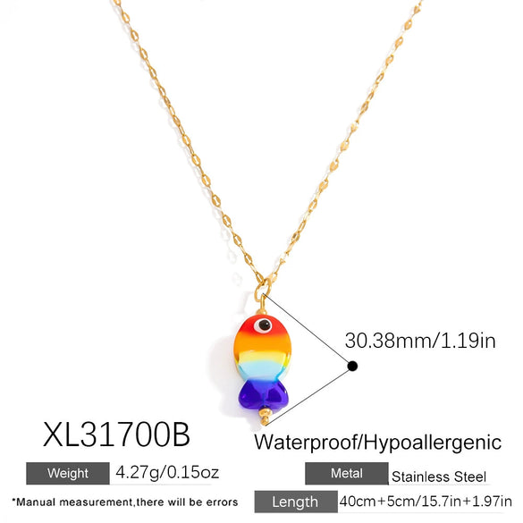 Stainless Steel Handmade Ocean Element Starfish Pendant Necklace With Electroplating For Women