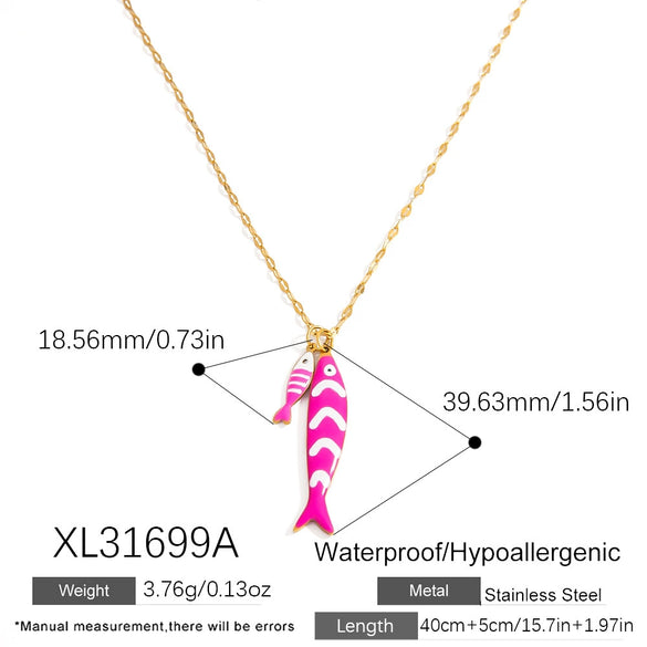 Stainless Steel Handmade Ocean Element Starfish Pendant Necklace With Electroplating For Women