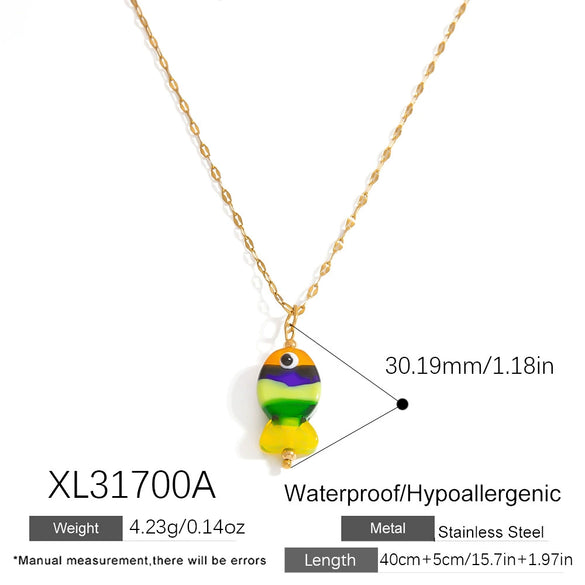 Stainless Steel Handmade Ocean Element Starfish Pendant Necklace With Electroplating For Women