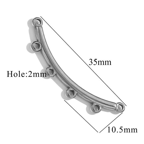 Stainless Steel Handmade Porous Curved Trinket Connector Jewelry Making Raw Material With 18K Electroplating