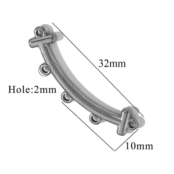 Stainless Steel Handmade Porous Curved Trinket Connector Jewelry Making Raw Material With 18K Electroplating