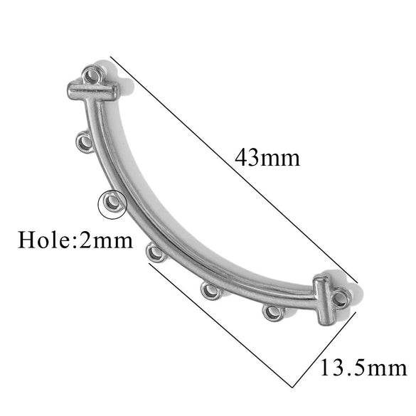 Stainless Steel Handmade Porous Curved Trinket Connector Jewelry Making Raw Material With 18K Electroplating