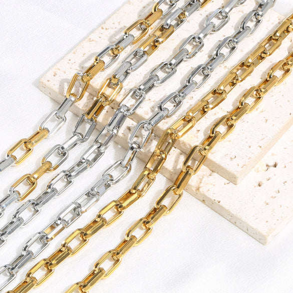 Stainless Steel Handmade Trapezoidal Chain Necklace Accessories Gold Electroplated