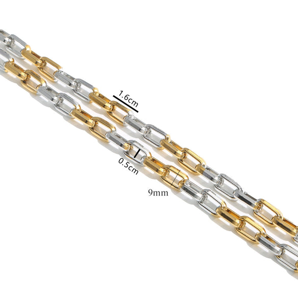 Stainless Steel Handmade Trapezoidal Chain Necklace Accessories Gold Electroplated