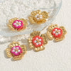 Stainless Steel Handmade Woven Flower Pearl Pendant Jewelry Accessories Earrings With Electroplating
