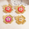 Stainless Steel Handmade Woven Flower Pearl Pendant Jewelry Accessories Earrings With Electroplating