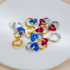 Stainless Steel Handpainted Enamel Heart And U Shape Electroplated Gold Women's Earrings
