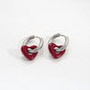 Stainless Steel Handpainted Enamel Heart And U Shape Electroplated Gold Women's Earrings