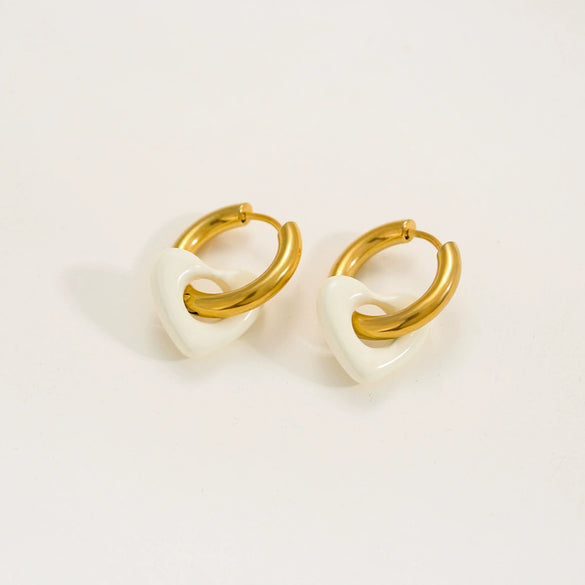 Stainless Steel Handpainted Enamel U Shape Heartshaped Electroplated Women's Earrings