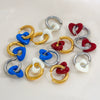 Stainless Steel Handpainted Enamel U Shape Heartshaped Electroplated Women's Earrings