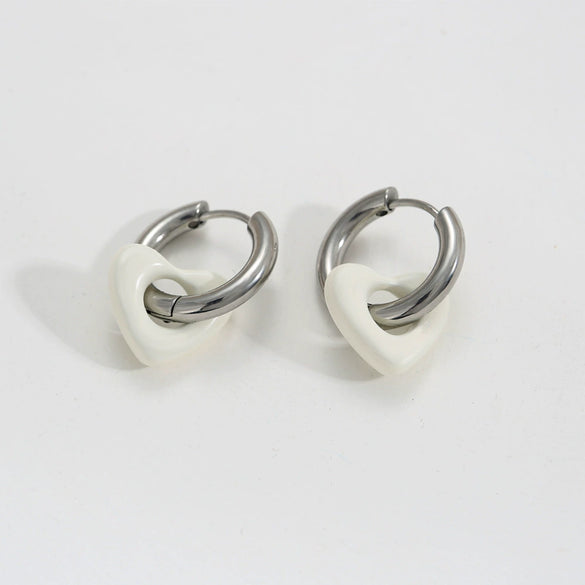 Stainless Steel Handpainted Enamel U Shape Heartshaped Electroplated Women's Earrings