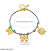 Stainless Steel Handwoven Color Rope Goldplated Bow Sun Pendant Women's Jewelry Bracelet