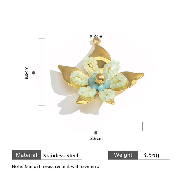 Stainless Steel Handwoven Flower And Bow Pattern Pendant Jewelry Accessories For Necklace And Earrings