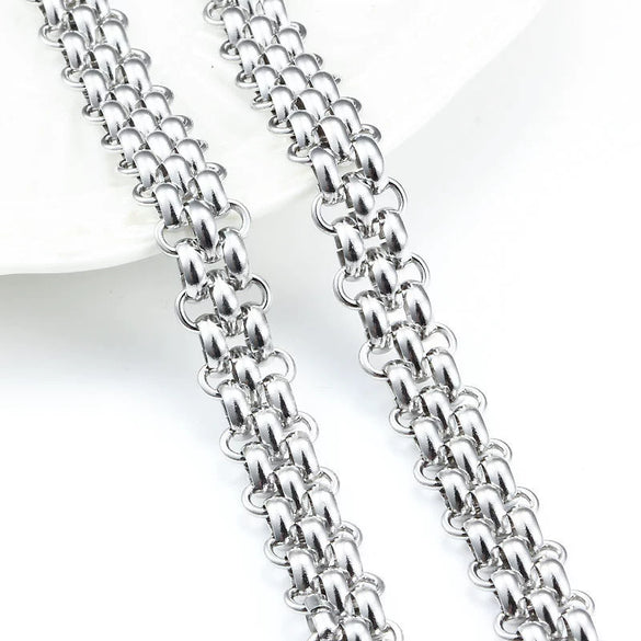 Stainless Steel Handwoven Interlocking Watch Chain Jewelry For Men And Women Hip Hop Style