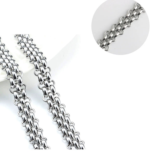 Stainless Steel Handwoven Interlocking Watch Chain Jewelry For Men And Women Hip Hop Style
