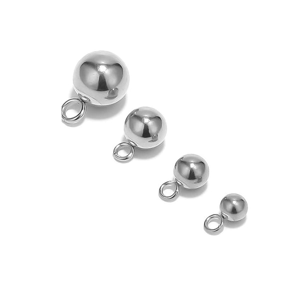 Stainless Steel Hanging Ball Solid Glossy Electroplated Bracelet Necklace Pendant Beads Accessories