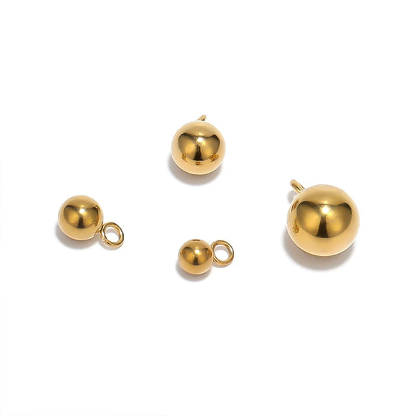 Stainless Steel Hanging Ball Solid Glossy Electroplated Bracelet Necklace Pendant Beads Accessories