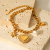 Stainless Steel Heart And Eightpointed Star Pendant Bracelet With Electroplating Ins Style