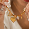 Stainless Steel Heart And Eightpointed Star Pendant Bracelet With Electroplating Ins Style