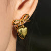 Stainless Steel Heart Bow Insects Niche Design Electroplated Women's Earrings