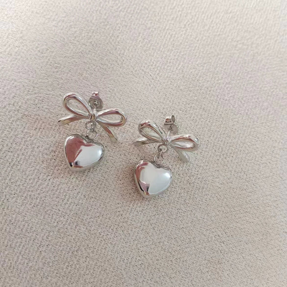Stainless Steel Heart Bow Insects Niche Design Electroplated Women's Earrings