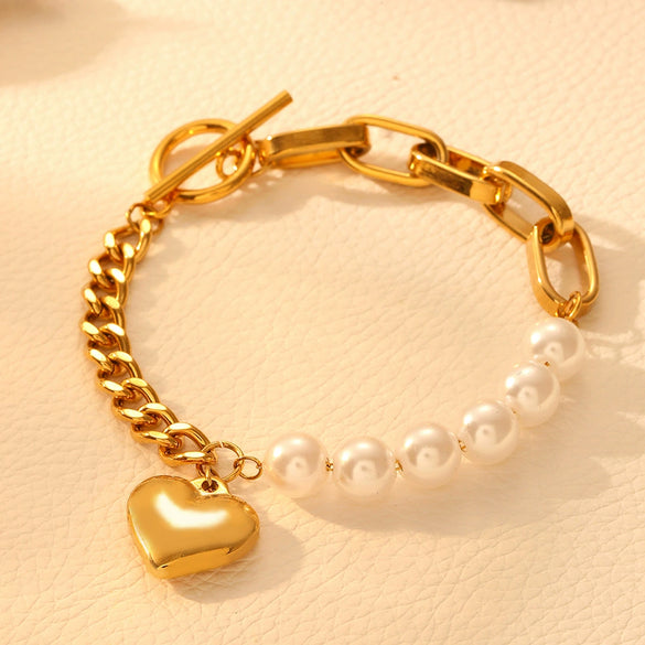 Stainless Steel Heart Bracelet For Women Niche Design Cartoon Style Electroplated