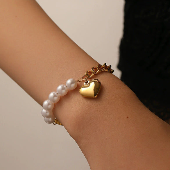 Stainless Steel Heart Bracelet For Women Niche Design Cartoon Style Electroplated