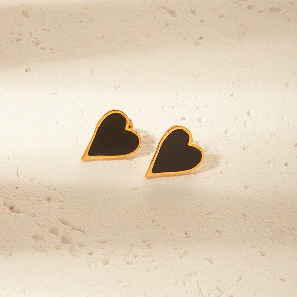 Stainless Steel Heart Drop Earrings French Retro Style Electroplated
