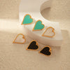 Stainless Steel Heart Drop Earrings French Retro Style Electroplated