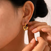 Stainless Steel Heart Earrings For Women Electroplated