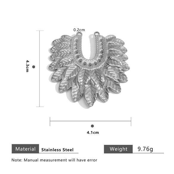 Stainless Steel Heart Fanshaped Leaf Pendant Jewelry Highend Electroplated For Necklace Bracelet Accessories
