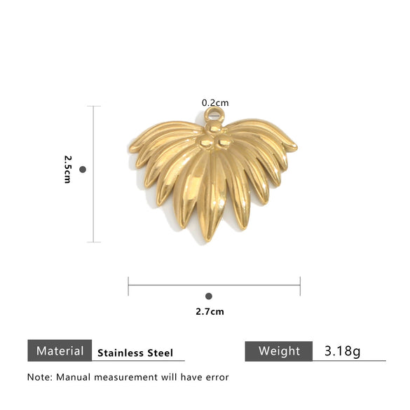 Stainless Steel Heart Fanshaped Leaf Pendant Jewelry Highend Electroplated For Necklace Bracelet Accessories