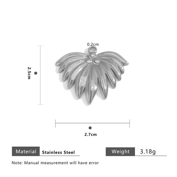 Stainless Steel Heart Fanshaped Leaf Pendant Jewelry Highend Electroplated For Necklace Bracelet Accessories