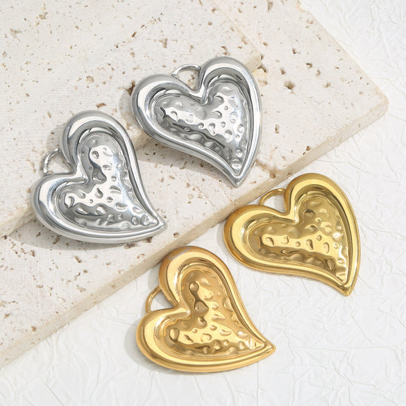 Stainless Steel Heart Fanshaped Leaf Pendant Jewelry Highend Electroplated For Necklace Bracelet Accessories