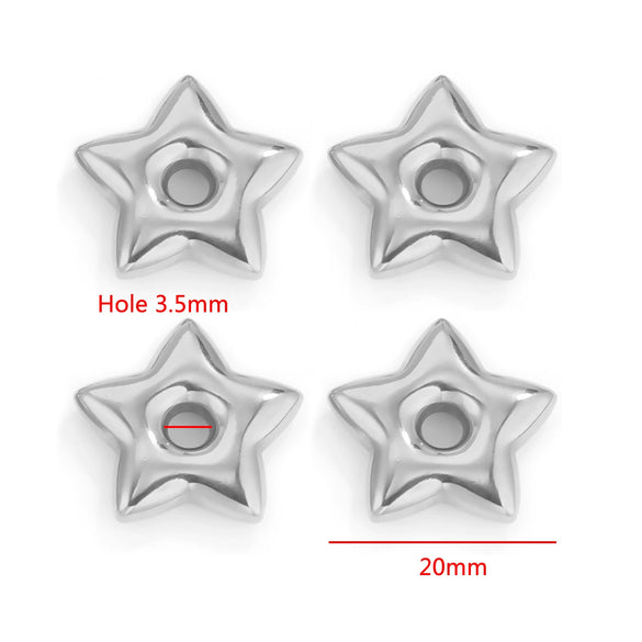 Stainless Steel Heart Fivepointed Star Large Hole Hexagonal Partition Fish Pattern Diy Jewelry Necklace Making Supplies Accessories With Electroplating